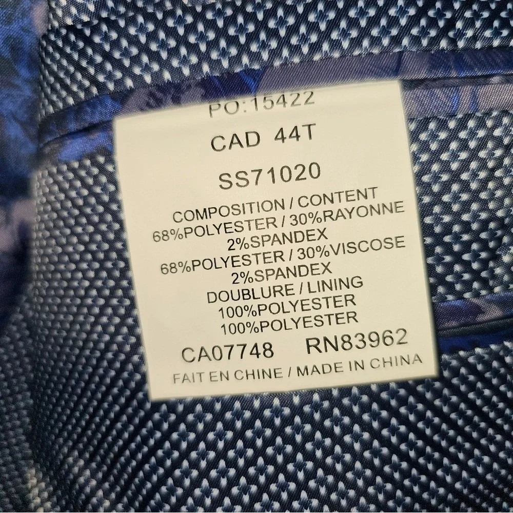 Men's Soul of London Sport Coat Size 44 Tall, Grey with Blue Lining